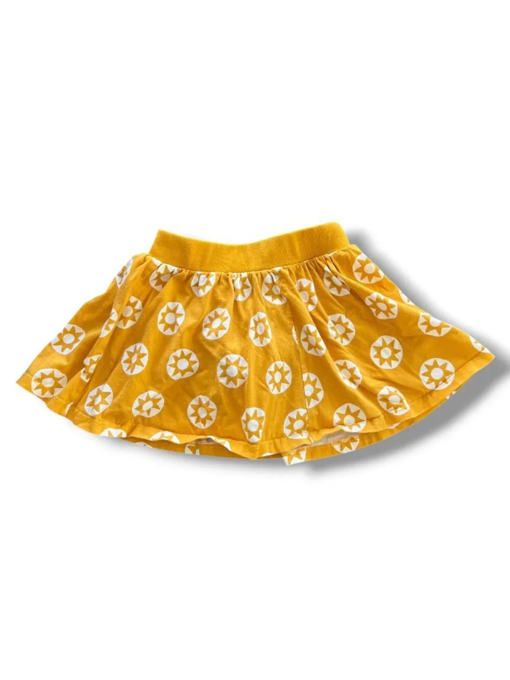 Tea Collection Gold Mustard Yellow White Sun Print Skort Size 2